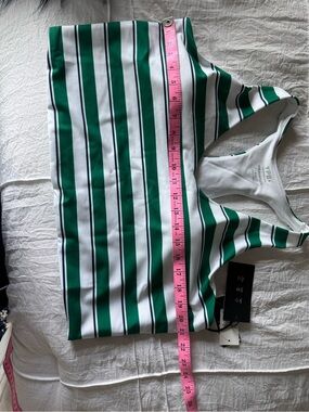 Striped Green & White Racerback Crop Top